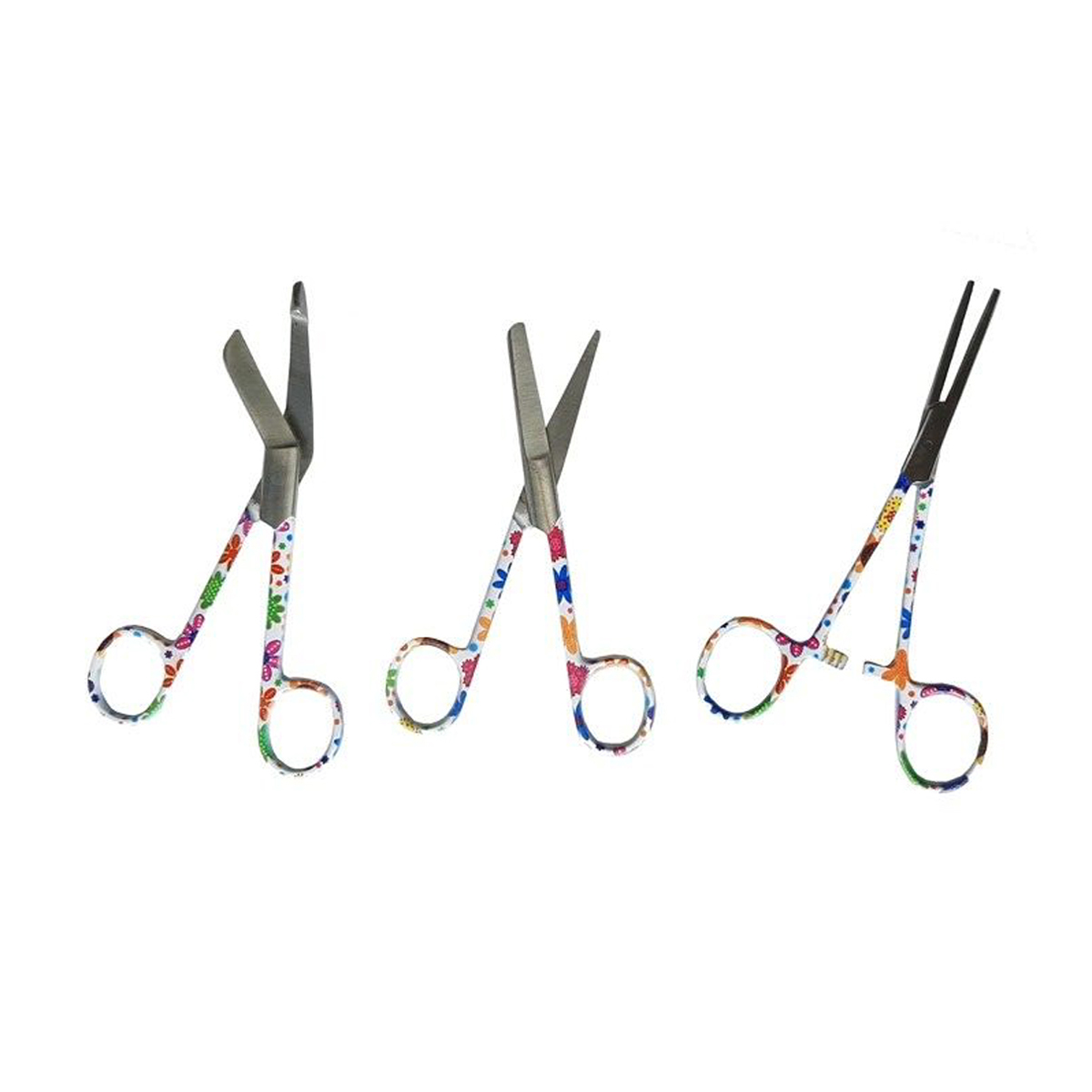 Scissors Set with Print Flowers on White